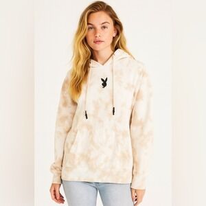 Playboy Missguided Cream Tie Dye Hoodie Bunny Logo Size Small /4